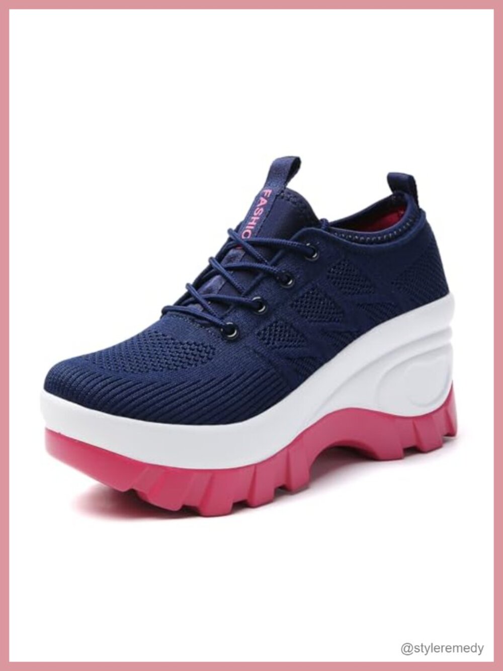 Women's Knit Chunky Platform Orthopedic Walking Shoes Lace Up Non-Slip